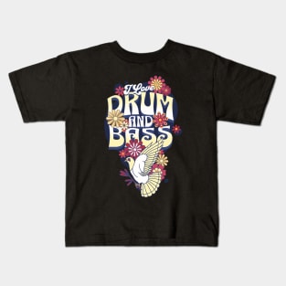 DRUM AND BASS  - I Love Retro Bird (navy/maroon/beige) Kids T-Shirt